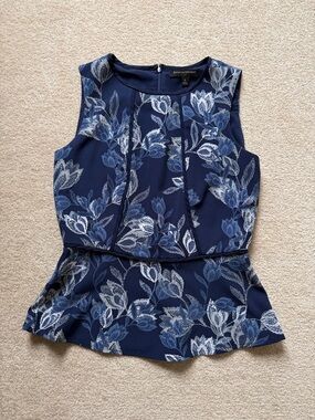 Banana Republic Factory Navy Floral Peplum Top
